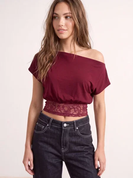 Trendyol Tricou burgundy roșu