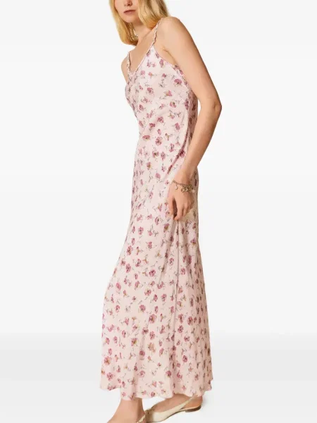 Rochie maxi Twinset cu model floral cu imagine de costum roz