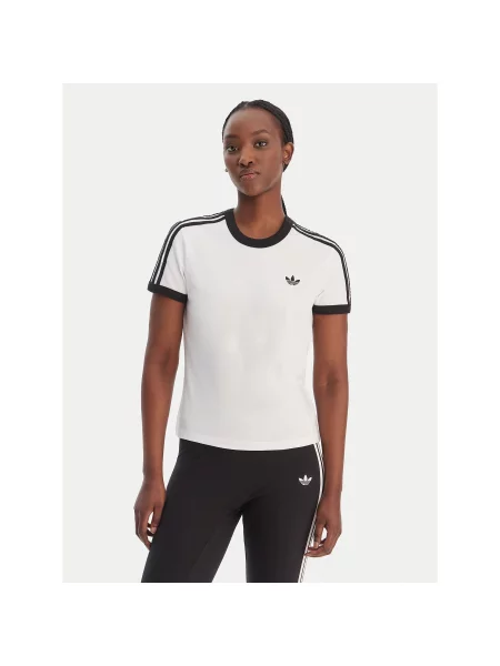 ADIDAS ORIGINALS Marškinėliai 3 STRIPES SLIM juoda balta