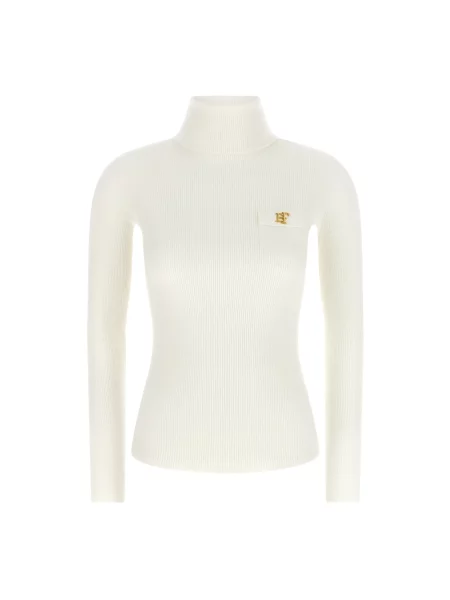 Sweter z golfem Elisabetta Franchi biały