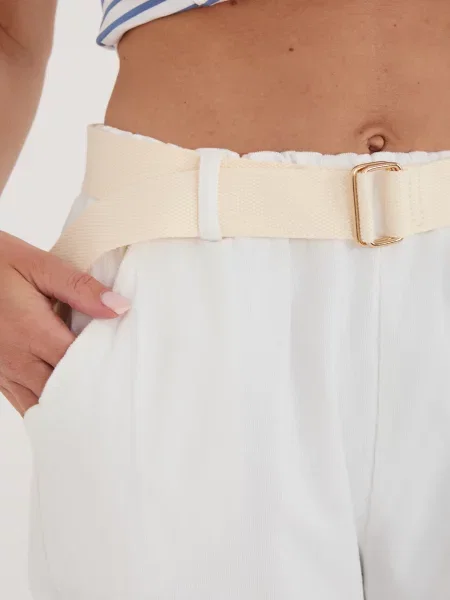 Pantaloni Italy Moda de catifea alb