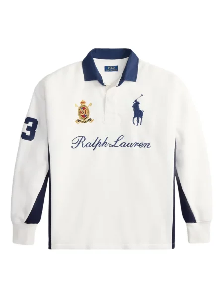 Dlouhá pruhovaná s límcem kšiltovka Polo Ralph Lauren modrá