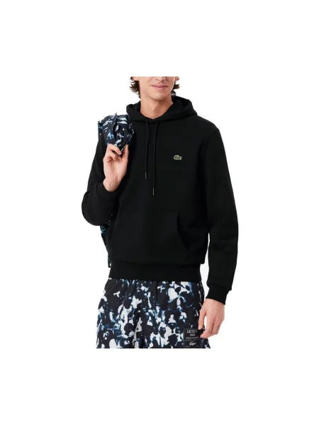 Hanorac cu glugă Lacoste negru