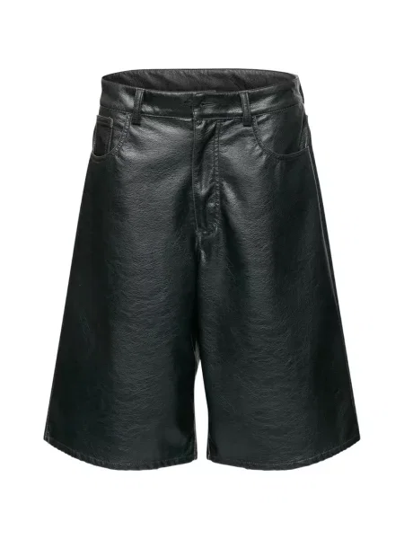 Pantaloni scurți Mm6 Maison Margiela din piele negru