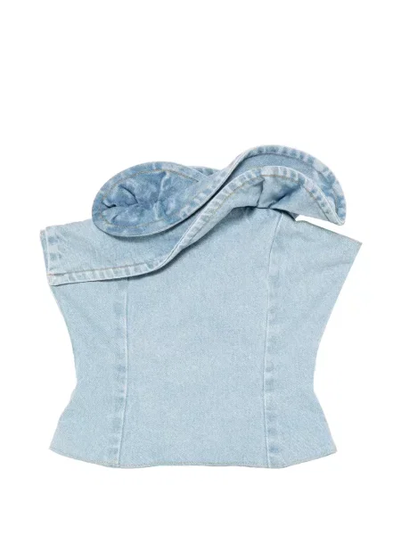 Top Magda Butrym cu volane tip corset albastru