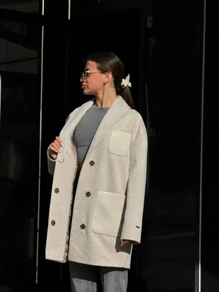 Вовняне Пальто D&V couture бежевий