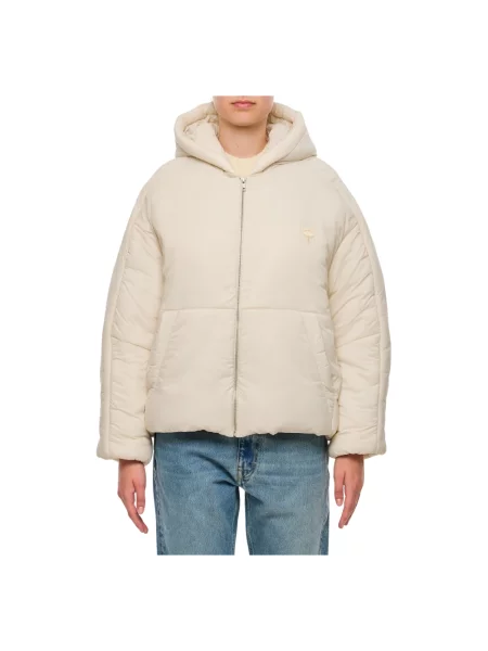 Lniana kurtka puchowa Mordecai z kapturem beżowa