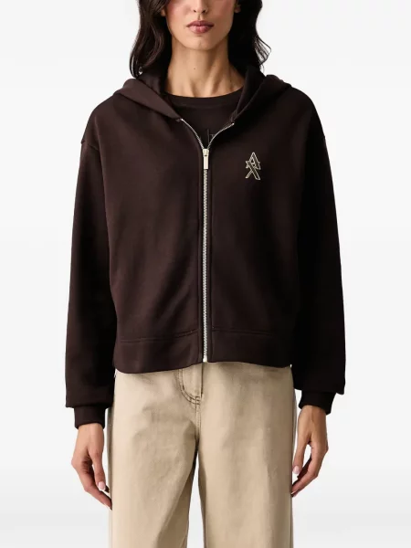 Hanorac cu glugă Armani Exchange cu autograf maro