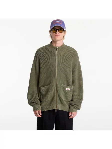 Svetr Dickies Fredonia Zipped Knit Sweater Green S zelený