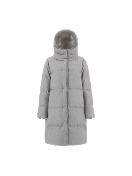 Płaszcz z kaszmiru Herno z kaszmiru z kapturem szary