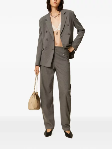 Pantaloni Twinset de flanelă gri
