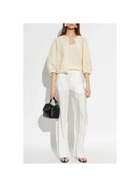 Top Emporio Armani żakardowy beżowy