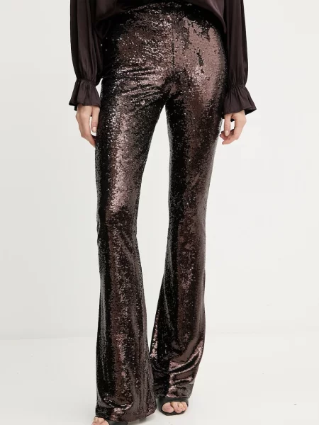 Silvian Heach pantaloni FUNZAM evazați high waist maro