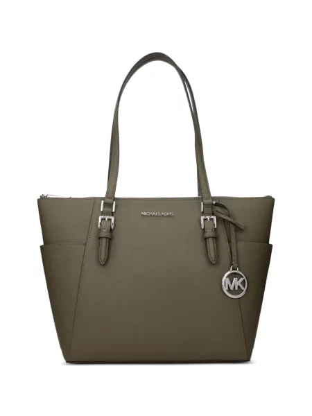 Geantă Michael Kors din piele cu autograf verde