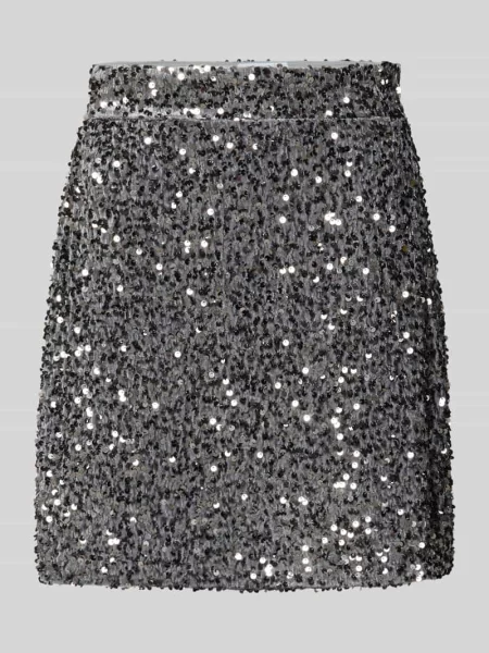 Spódnica mini z wysokim stanem i cekinami model ‘FAITH’ Vila srebrna