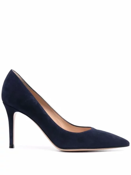 Pantofi cu toc Gianvito Rossi din piele de căprioară albastru