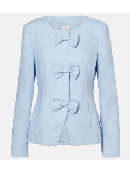 Lniana kurtka Posse niebieska