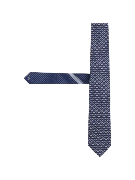 Cravată Ferragamo de mătase cu imprimeu geometric albastru