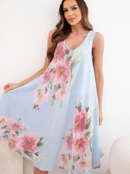 Rochie florală Kesi Włoski cu model floral albastru