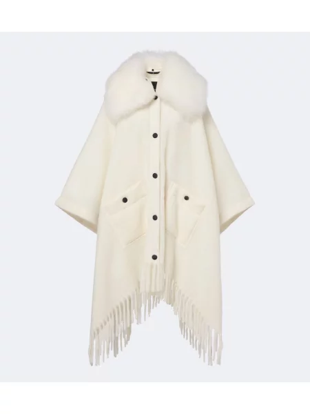 Poncho Moncler Grenoble de lână alb