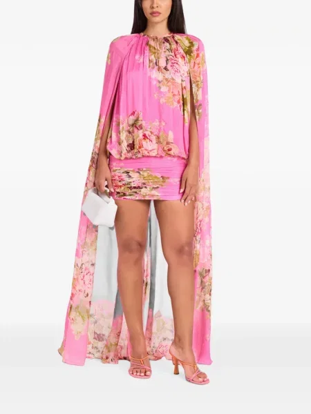 Rochie mini Hemant And Nandita cu model floral cu imagine roz