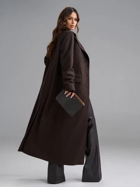 Пальто ISSA Plus темно-коричневий кашемір коричневе