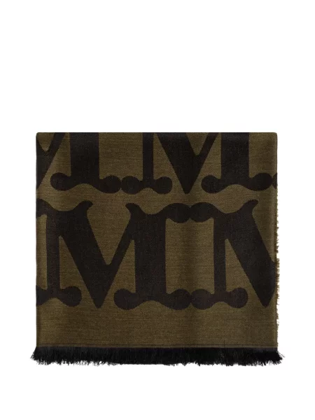 Fular Max Mara din jacard cu autograf verde