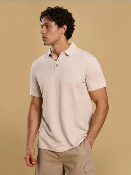 Sinsay koszulka polo kremowy