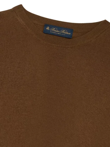 Pulover Brooks Brothers cu decolteu rotund maro
