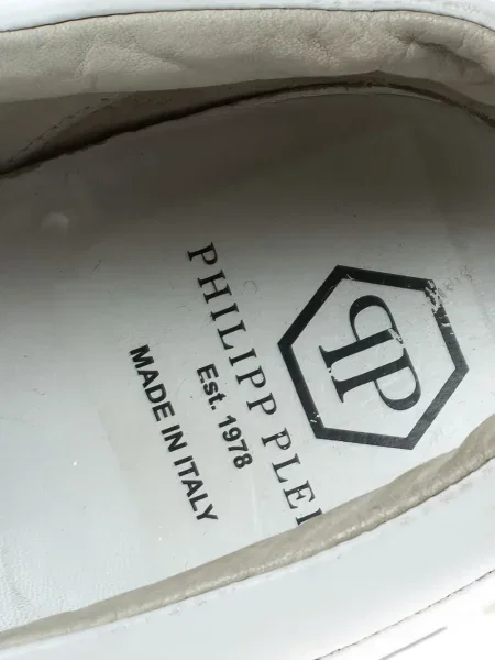 Sneakerși Philipp Plein din piele slip-on alb
