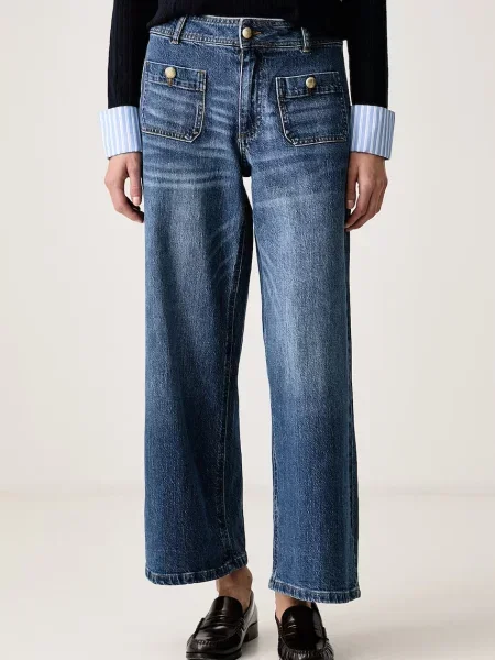 Morgan blugi wide leg pentru femei albastru