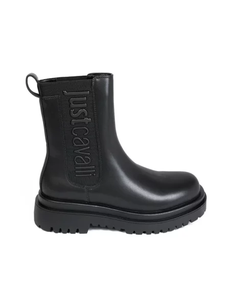 Botki Just Cavalli z logo czarne
