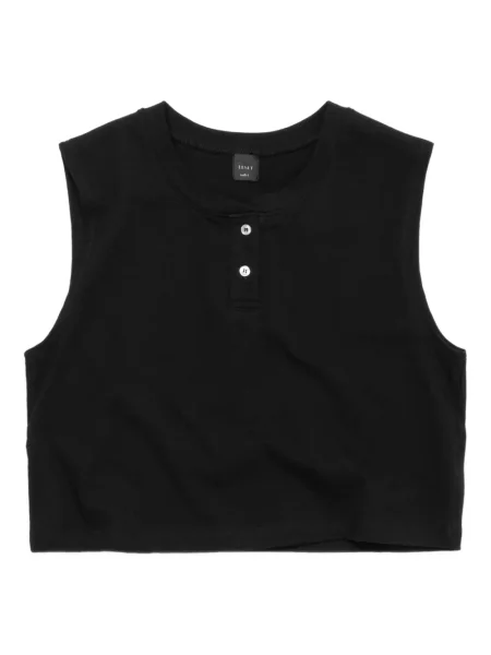 Top Leset fără mâneci cu guler henley negru