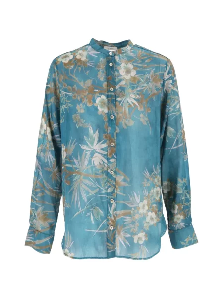 Cămașă Forte_forte de mătase cu model floral cu imagine albastru