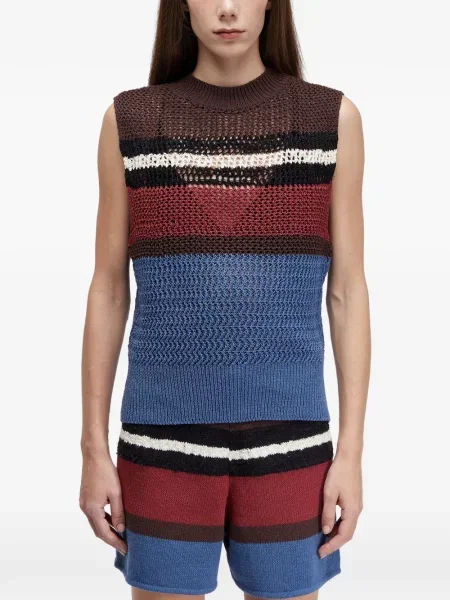 Top Osklen cu dungi tricotate albastru