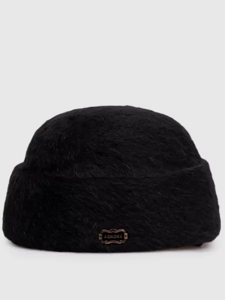 Шапка з вовни кролика із зав'язками Agnona чорна