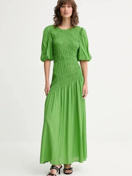 Never Fully Dressed sukienka Nara maxi rozkloszowana zielony