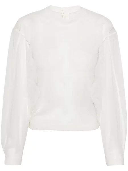 Top System transparente din jerseu alb