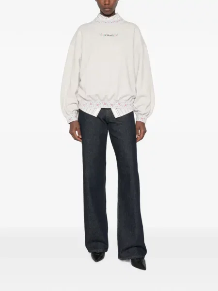 Hanorac Chloé cu broderie cu model floral gri