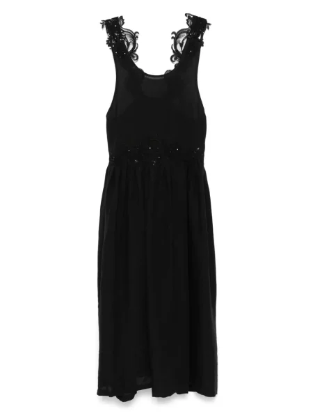 Haftowana sukienka midi Maurizio Mykonos do kolan garniturowa czarna