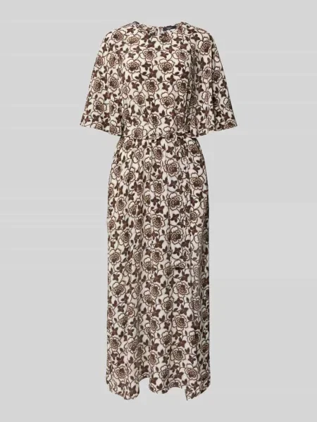 Sukienka o dopasowanym kroju z jedwabiu model ‘VARESE’ Weekend Max Mara brązowa