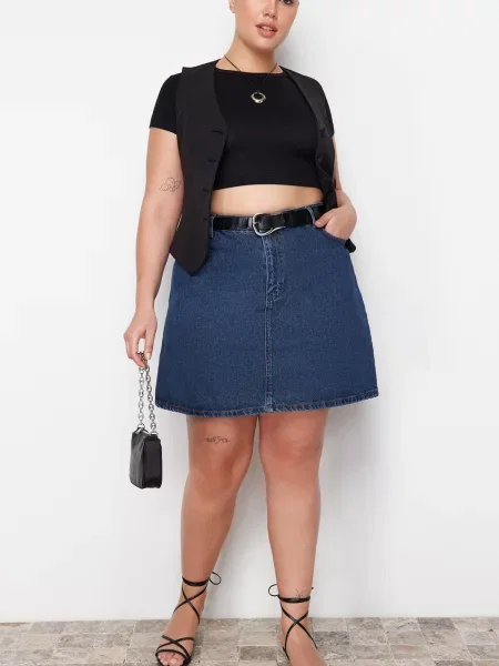 Fustă din denim Trendyol albastru