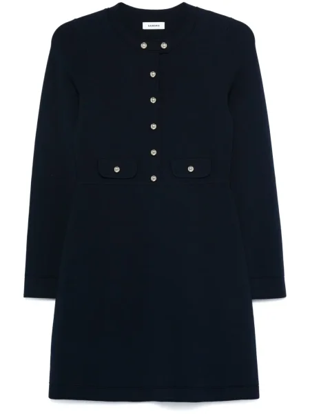Mała sukienka mini Sandro w kształcie litery A garniturowa niebieska