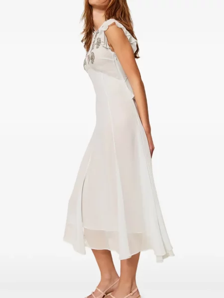 Rochie Twinset cu volane de costum alb