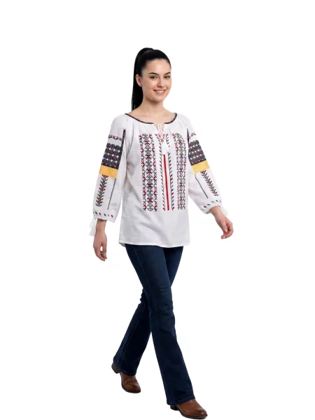 Rody’s forever Bluză tradițională Oktoberfest Damenbluse weiß/gelb XL' alb
