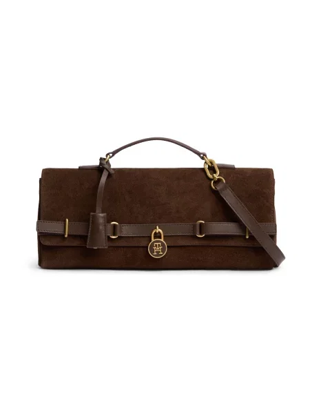 Tommy Hilfiger Ročna torba American Icon Clutch Suede rjava