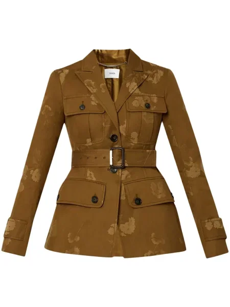 Sacou Erdem cu model floral din jacard verde