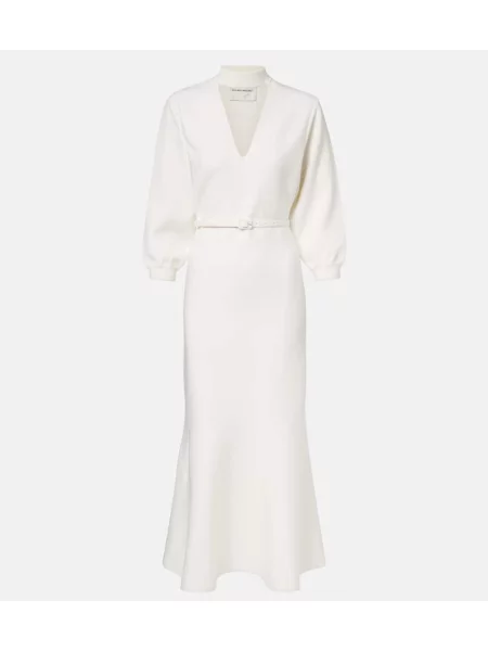 Dzianinowa sukienka midi Roland Mouret do kolan garniturowa biała