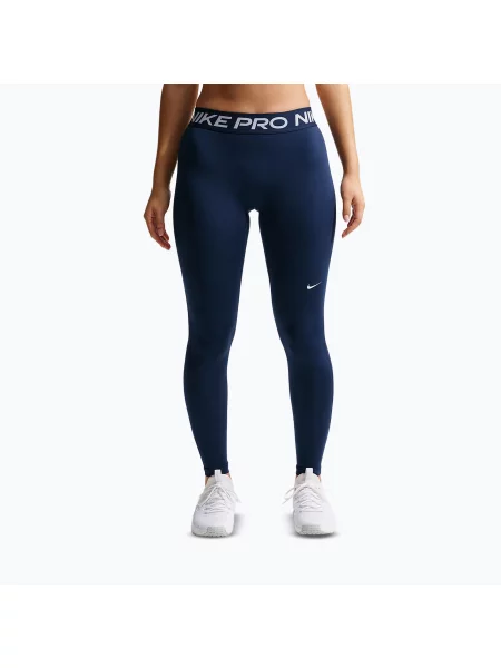 Легінси Nike Pro Mid-Rise Full midnight navy/white білі