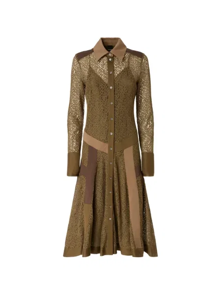 Rochie tip cămașă Pinko din dantelă verde